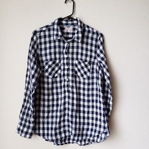 MERONA Navy Checkered Half Button Up